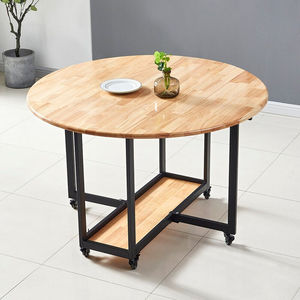 帝一实创折叠餐桌实木一体带电磁炉桌家用可伸缩小户型大圆桌旋转