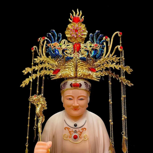 黑老太娘娘凤冠霞帔泰山奶奶观音帽子神明佛像帽神像三凤帽冠头饰
