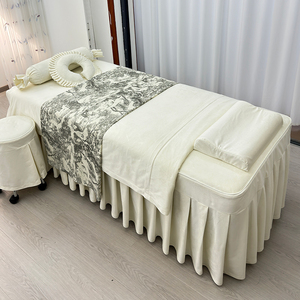 云创艺美容床罩四件套白色高档美容院简约床品美容床按摩纯色床套