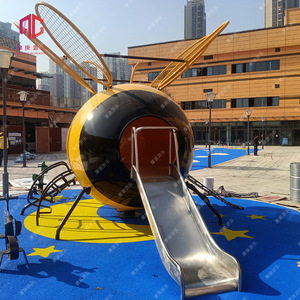 定制创意造型大小型不锈钢滑梯公园购物广场大型蜜蜂造型娱乐设备