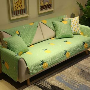 北欧绿色清新水果菠萝沙发垫简约现代布艺防滑四季通用坐垫靠背巾