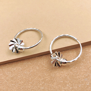 9999老凤祥和999纯银耳环女高级感大气耳饰品圆脸显瘦圈圈耳钉送