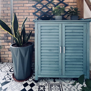 别墅家门口鞋柜花园防雨水收纳置物柜子阳台大容量户外田园工具柜