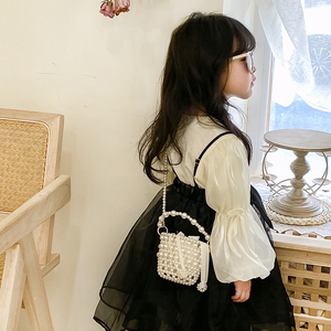 小女孩包包时尚洋气公主珍珠手拎包儿童斜挎包韩版外出女童单肩包