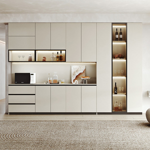 酒柜餐边柜一体靠墙现代简约餐厅柜厨房高柜冰箱橱柜多功能储物柜