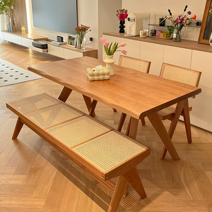 实木餐桌椅组合日式樱桃木餐桌松木工作台鲸鱼餐桌小户型吃饭桌子