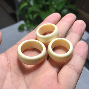 正品猛犸象牙戒指跑环尾戒扳指素圈款情侣对戒文玩饰品男女同款