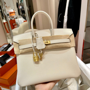 铂金包进口epsom牛皮bk包奶昔白金扣全手工缝制手掌纹手提包25cm