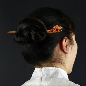 桃花木簪手工桃木成品发髻古装简单发钗头饰中国风长发雕刻配饰品