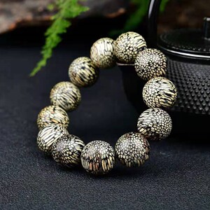 天然柬埔寨龙鳞纹沉香手串沉水级古玩手把件黑油男女单圈手链念珠