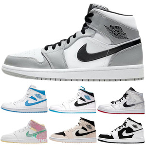 air jordan1 mid aj1男鞋鞋黑白熊猫高帮黑曜石影子灰黑脚趾板鞋