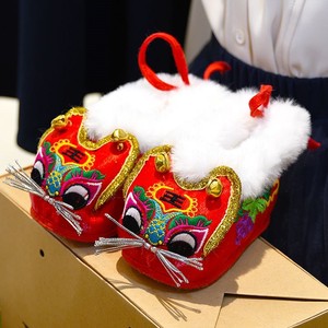 虎头鞋婴儿1周岁婴儿手工布鞋男女宝宝满月步前鞋加绒面布老虎鞋