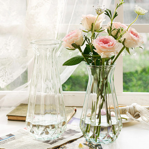 简约现代玻璃花瓶透明水养韩式创意家居客厅餐厅干花插花装饰摆件