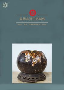 原创海南特色非遗椰子壳雕刻天然手工艺品-椰雕鸡蛋壳笔筒-可定制