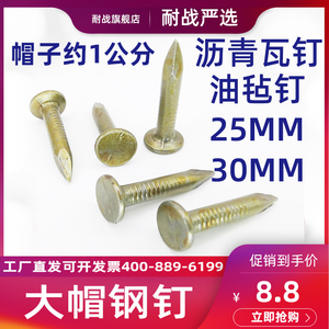 耐战 大帽钢钉 大帽钉 25mm 30mm 沥青瓦钉 油毡钉 钢钉包邮