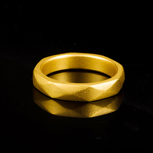 黄金古法手工定制足金999几何指环结婚对戒情侣戒指来料定做刻字