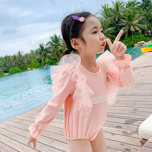 女童泳衣夏季儿童连体泳装宝宝韩版洋气比基尼女小童网红风游泳衣