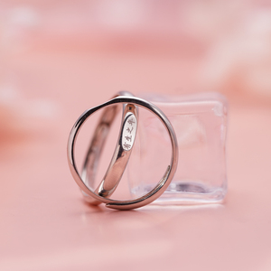 梦祥银 情侣对戒活口可调节戒指小众刻字有生之年送女友生日礼物