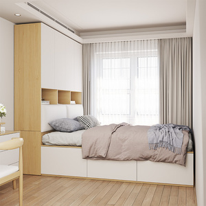 北欧衣柜床一体现代简约1.2米小户型多功能儿童储物抽屉榻榻米床