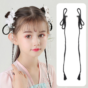 古装假发小辫子儿童古风造型发髻女童古代发型牛角垫发包盘发辫子