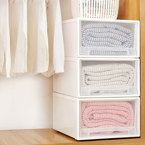 日本无印MUJ收纳箱抽屉式塑料透明储物柜衣服物整理箱衣柜内衣盒