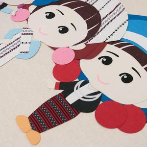 广西壮族三月三材料diy幼儿园环创布贴画手工56民族人物qwm少数民