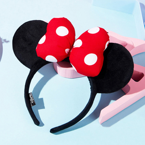 新品迪士尼爱箍可发米奇r妮米头箍卡通亮片蝴蝶结头饰成人儿童男