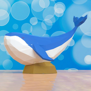 38cm蓝鲸鱼 几何纸模型折纸手工diy立体摆件装饰儿童房游乐园摆饰