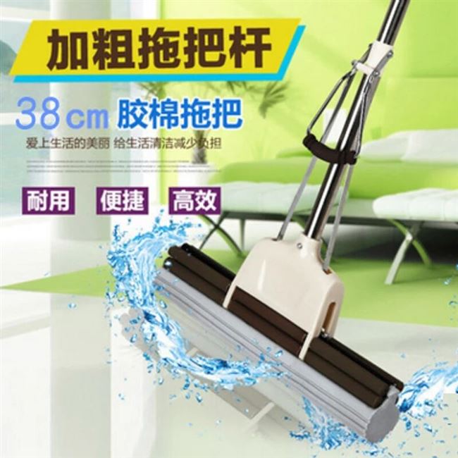 双排拖把家用海绵拖把吸水滚筒拖把免手洗滚轮式挤水三排胶棉拖把