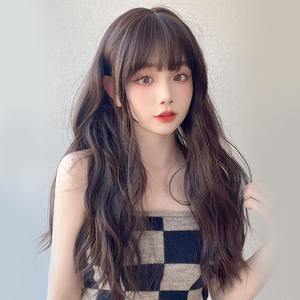 芭丝假发女长卷发网红日常lolita逼真齐刘海甜美自然全头套大波浪