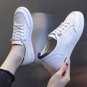 香港真皮小白鞋女鞋2021年夏季新款百搭薄款透气板鞋运动平底单鞋