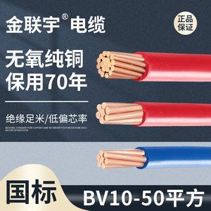金联宇电线电缆国标BV10/16/25/35/50平方纯铜芯单塑硬线散剪