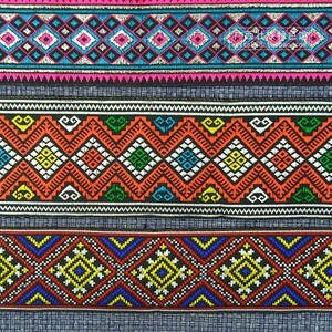 新品广西民料服装衣帽 壮女壮锦族裙花边j绣片绣带面料布族集 多