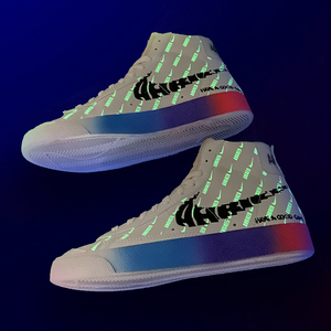 aj电玩像素夜光板鞋开拓者黑白涂鸦情侣高帮鞋学生休闲鞋莆田鞋