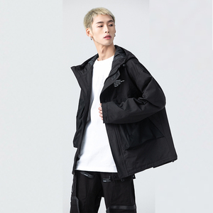 汇田工业 htgy 国潮风宽松工装夹克外套男宽大口袋连帽机能冲锋衣