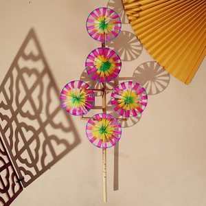 新品民间特色手工民品手工制庙儿童老北京风车儿时v的玩具作会响