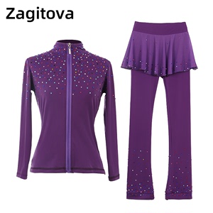 ZAGITOVA花样滑冰训练服套装女童溜冰服儿童成人上衣加绒护臀裤裙