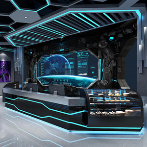 3d立体科技感壁纸金属太空船舱科幻星空ktv电竞主题房间装修墙纸