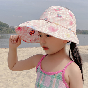 儿童防晒帽防紫外线宝宝春游帽子太阳帽夏凉夏季女童遮阳空顶帽