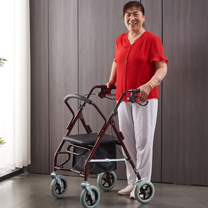 老人助行器手推车可推可坐购物车老年休闲四轮买菜车带座椅小拉车