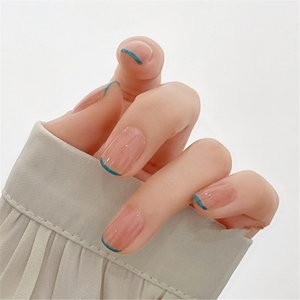 美甲成品穿戴式冰透色指甲贴片无痕透明可拆卸新婚甲美甲成品穿戴