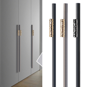 现代简约轻奢衣柜门拉手橱柜家具明装金色黑色锌铝合金门把手加长