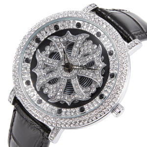 时来运转手表男女同款可旋转防水满天星镶钻克罗心轮…颜色分类银