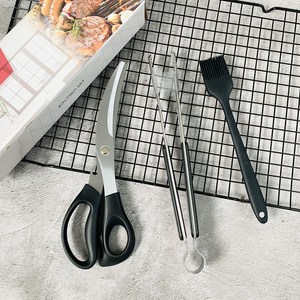 厨房食品剪刀韩式不锈钢烤肉剪刀锋利日式食物剪烤肉夹子套装组合