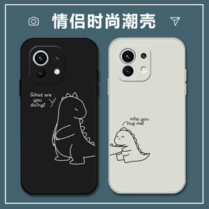 情侣手机壳小米11情侣款红米note10pro秀恩爱k40小恐龙11ultra线条10