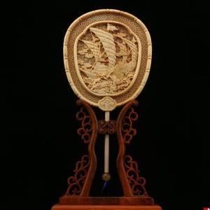 桧木宫扇古风扇子中国风古装宫廷长柄流苏扇摆件屏风装饰玄关o