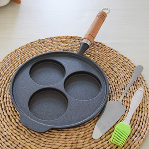 铸铁三孔蛋饺锅无k涂层不粘蛋饺模具家用蛋饺器煎蛋锅电磁炉通用