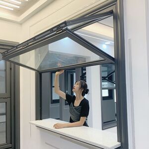 花店提升窗上折叠窗别墅美式折叠窗隐藏式专用卷簧提升咖啡店厨房