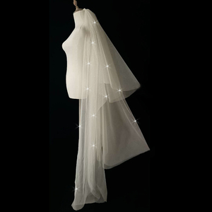 星光多层齐地纱新娘头纱主婚纱结婚婚礼盖头超闪亮片头饰超仙森系