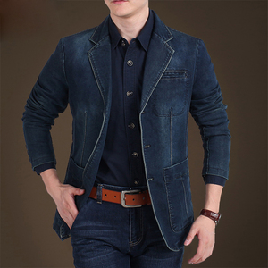 牛仔西服工装外套小西装男士闲夹克复古单西上衣韩版修身春秋季休